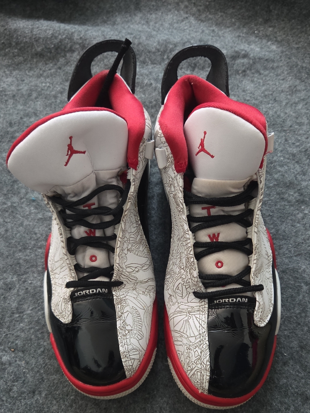Jordan White, Red & Black Retro Basketball Sneakers